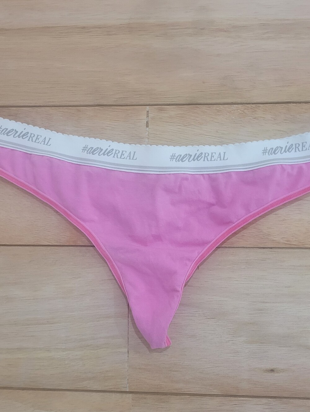 Vintage aerie Light Pink Thong with Branded White Waistband